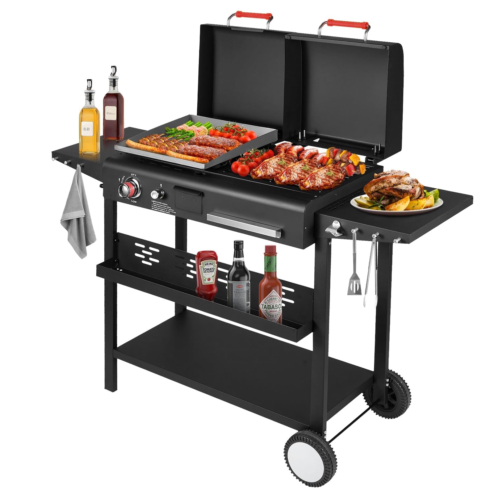 LLAMA VIVA Propane and Charcoal Grill Combo