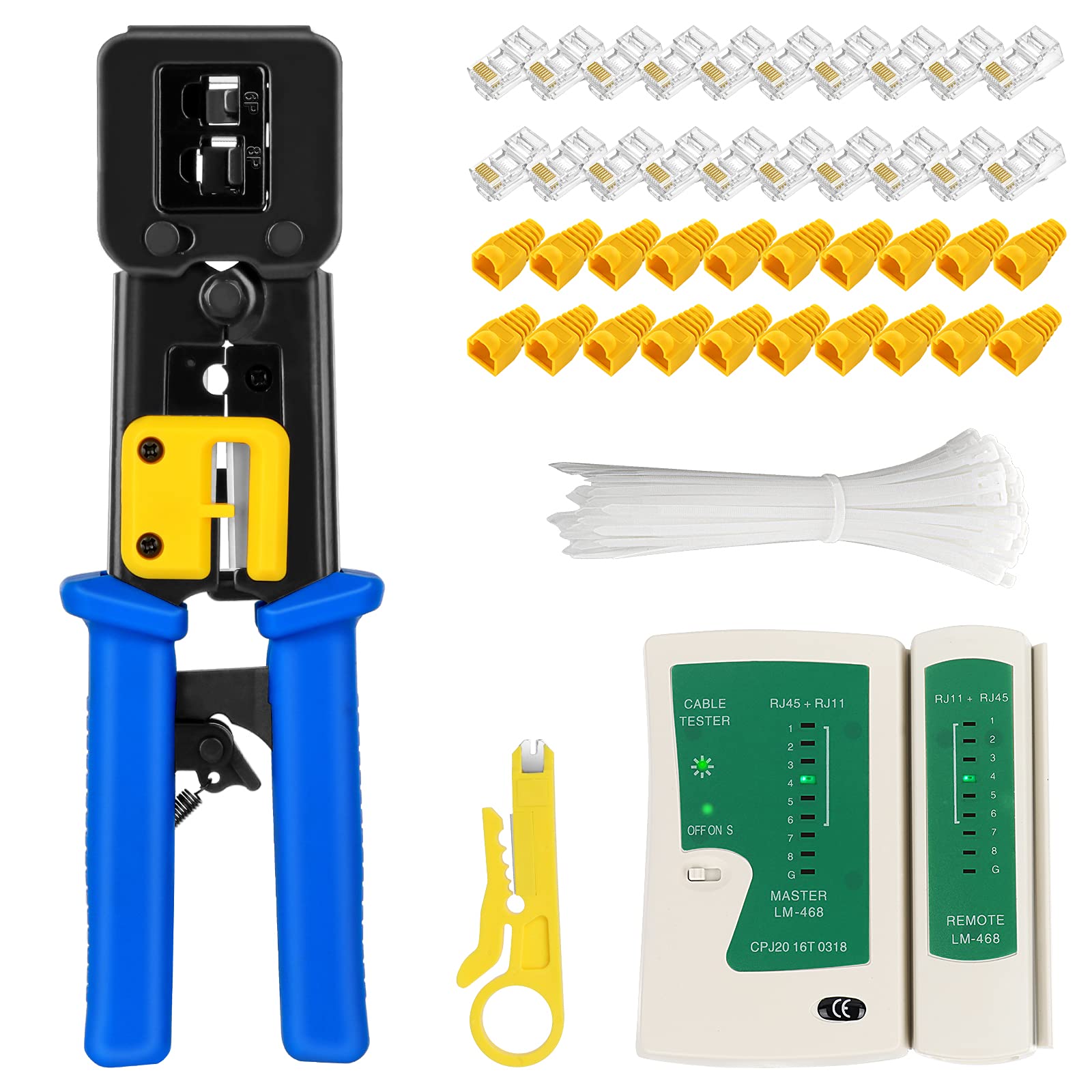 Buy RJ45 Crimp Tool Kit Pass Through for Cat5 Cat5e Cat6 Modular Plugs