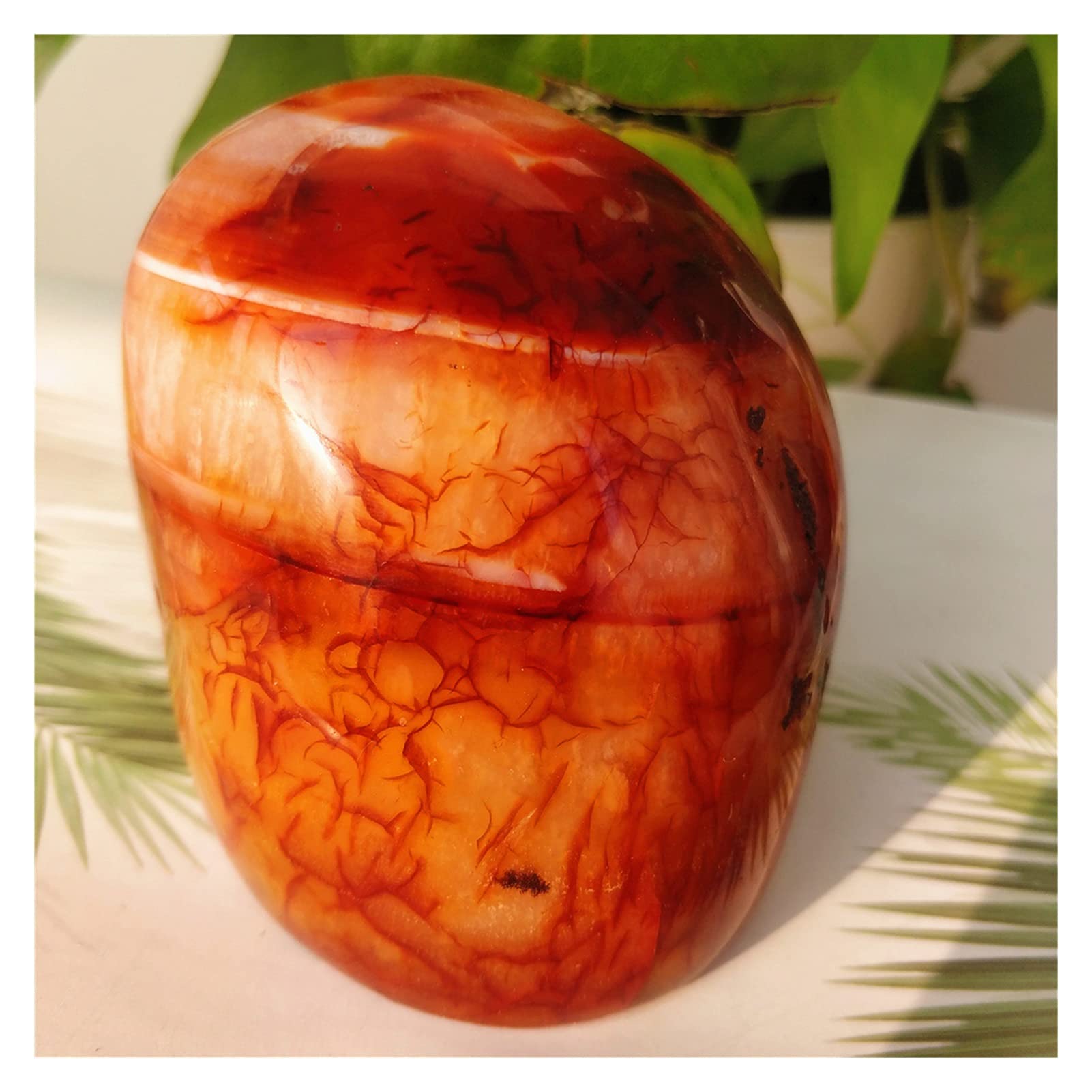 Cristallo Naturale Grezzo Onice Naturale Agata Rossa Pietre di Cristallo Grezzo Lucido Artigianato Decorazione della Stanza Pietra di Palma Decorazione della Stanza (Size : 200-300g)
