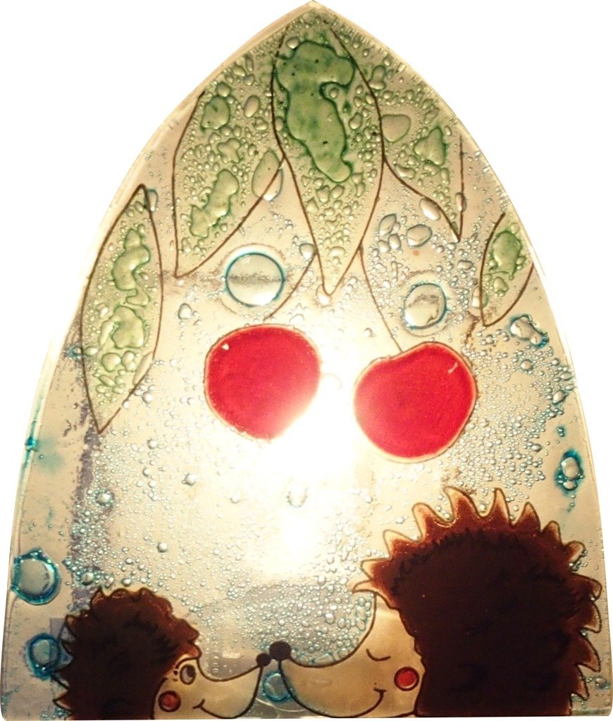 Handmade Fused Glass Night Light (Two Hedgehogs)