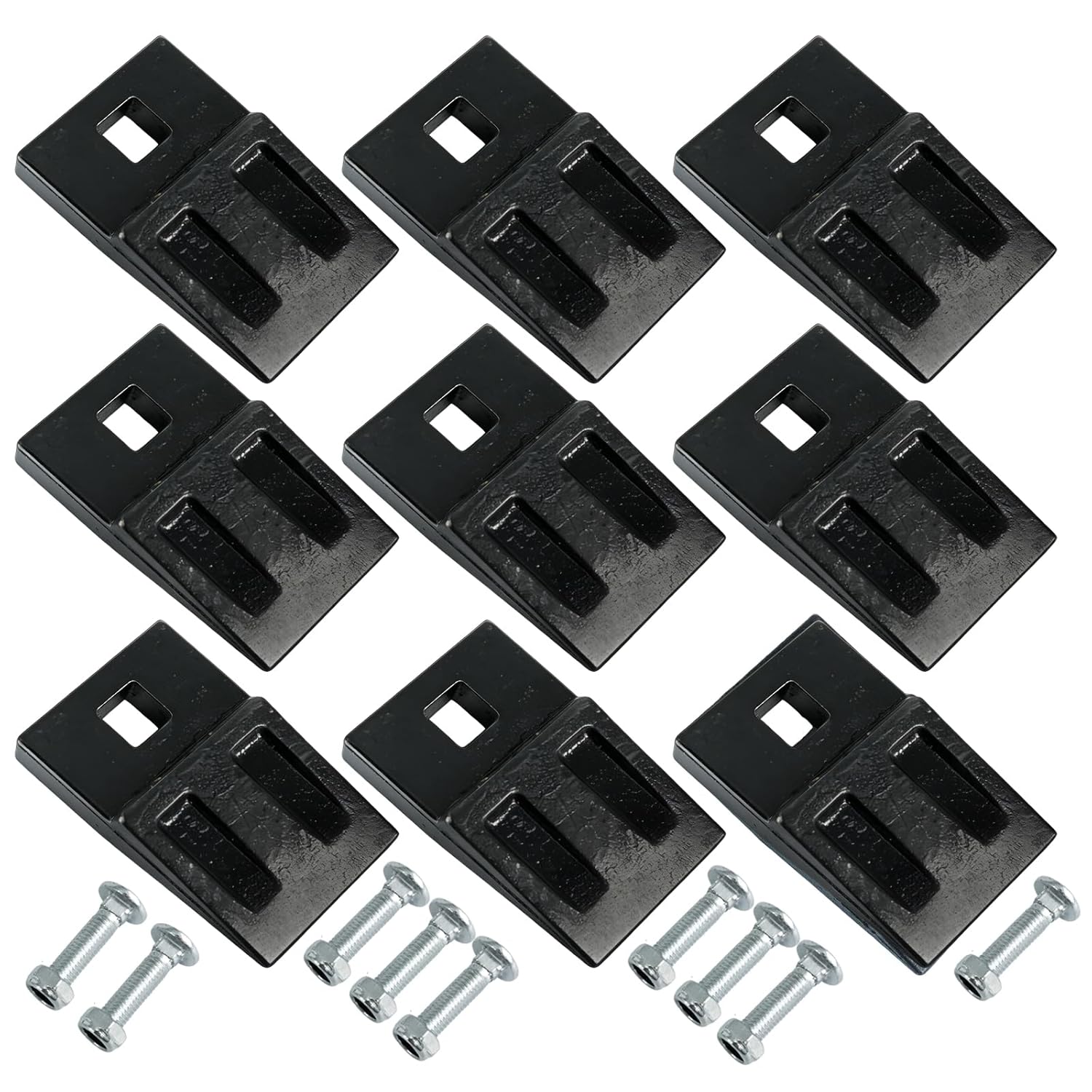 9 Pcs 3 Point Auger Cutting Edge Square Hole Replacement Auger Teeth with Screw for Most Heavy Duty 3 Point Post Hole Digger Skid Steers Tractors
