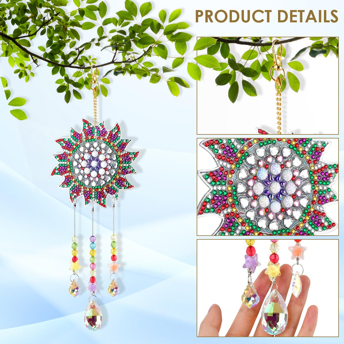 DIY Diamond Painting Farfalla da appendere, set fai da te, acchiappasole in cristallo, set fai da te, decorazione per la mamma, il giardino, la finestra 04