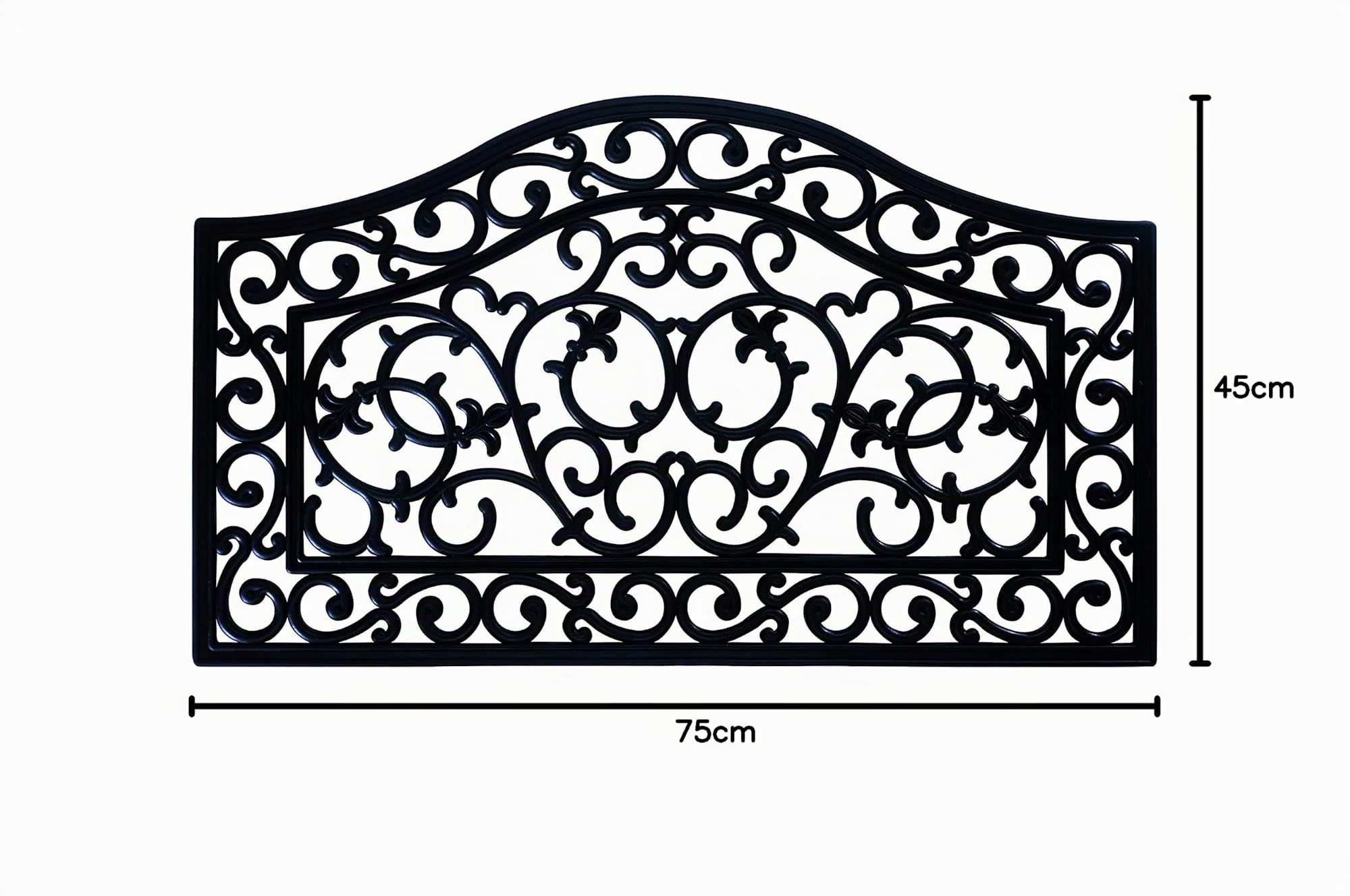 ID Mat Tapis Paillasson, 100% Caoutchouc, Noir, 45 x 75 cm