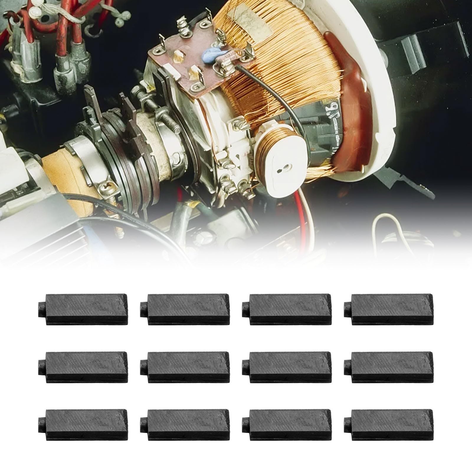 Set di spazzole in carbonio per motore di ancoraggio, asciugacapelli elettrico, materiale in carbonio, installazione rapida, 4 x 5 x 17 mm, nero, confezione da 12 pezzi di ricambio adatti per vari