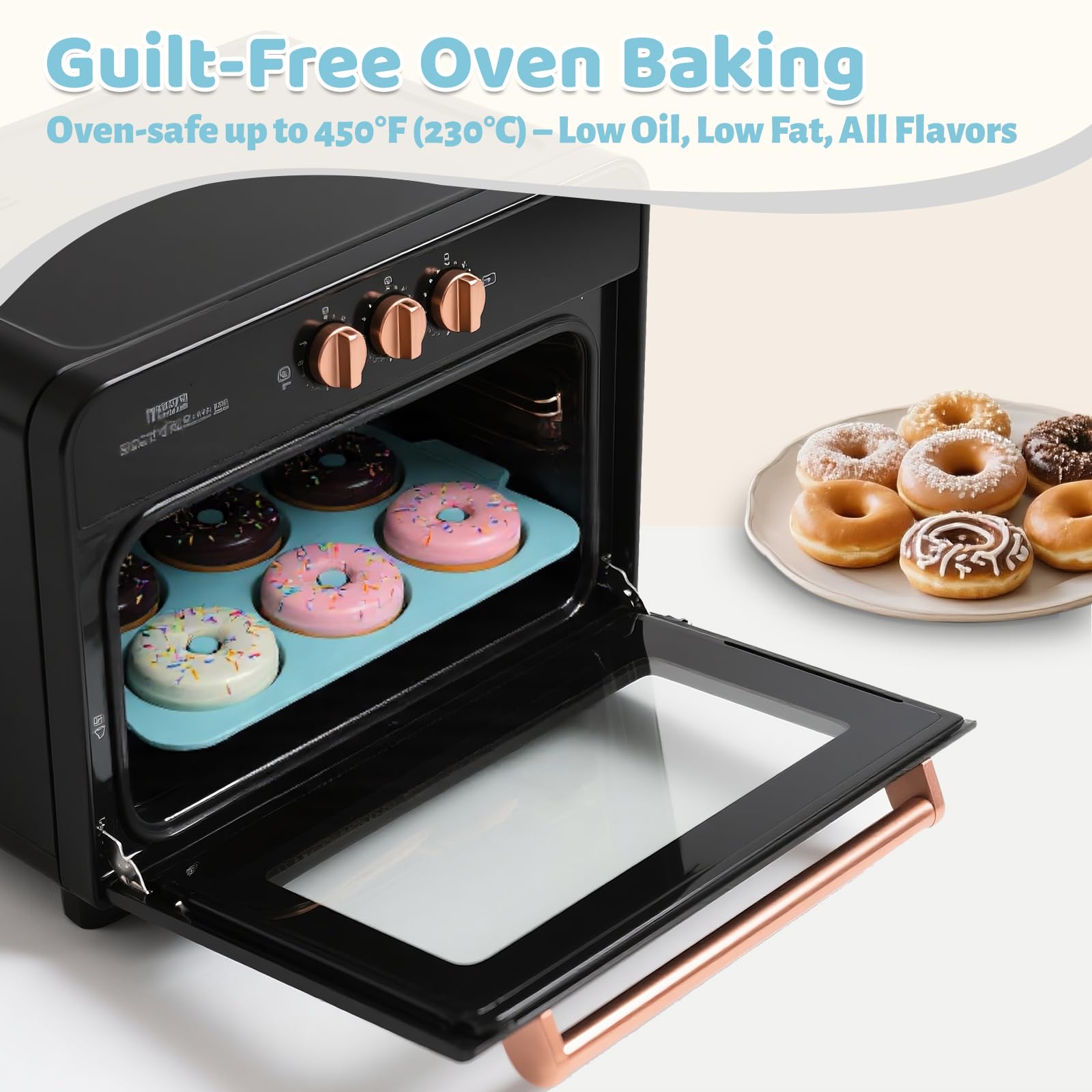Molde de silicona antiadherente para donas de 3.5 pulgadas para hornear con marco de metal, paquete de 2 moldes para donas para hornear, 6 cavidades para horno y bandejas de bagel, no tóxico 7
