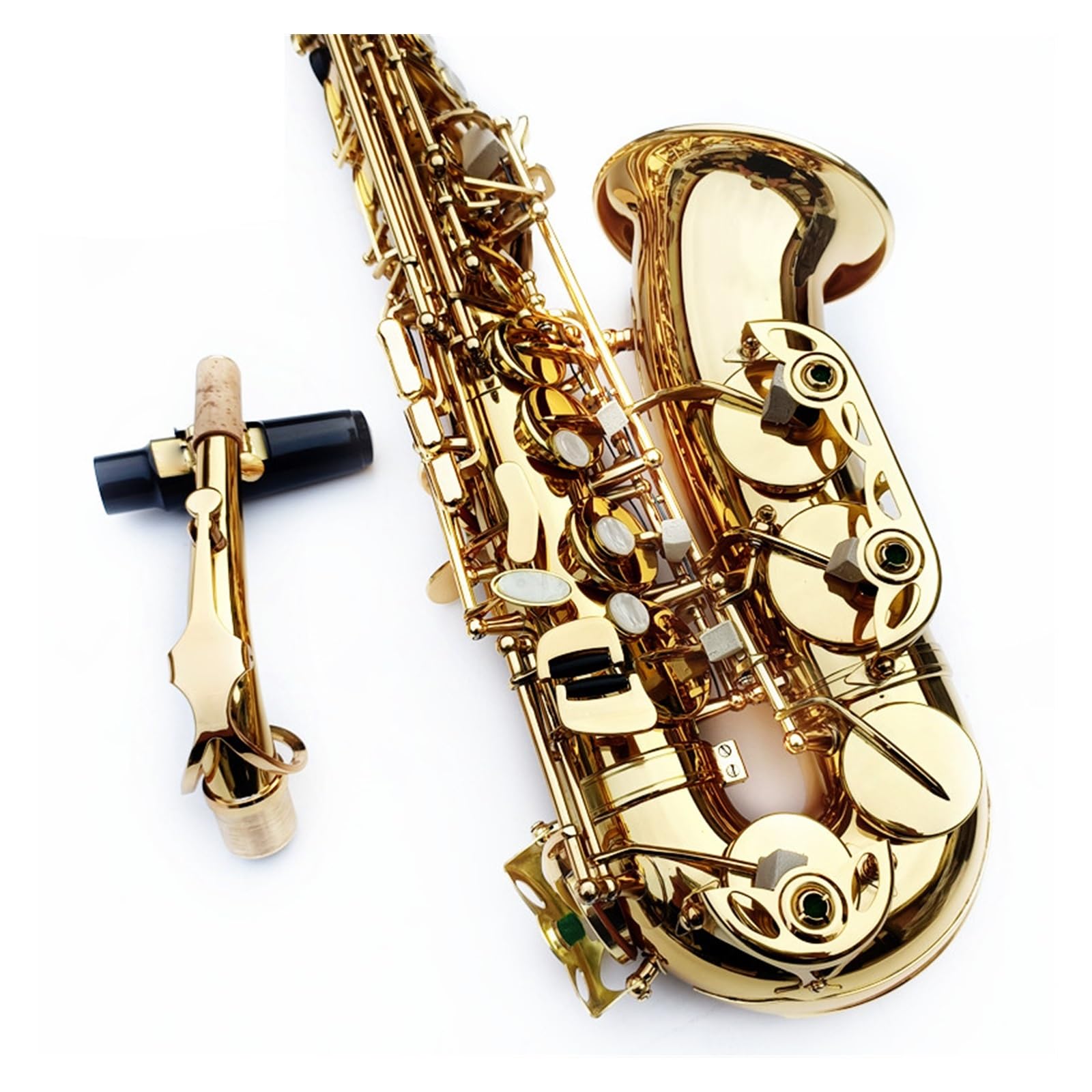 professionnel Saxophone Alto Mib Tune Saxophone Laiton Doré Laque Instrument de Musique à Vent E-Flat Sax avec Étui et Accessoires