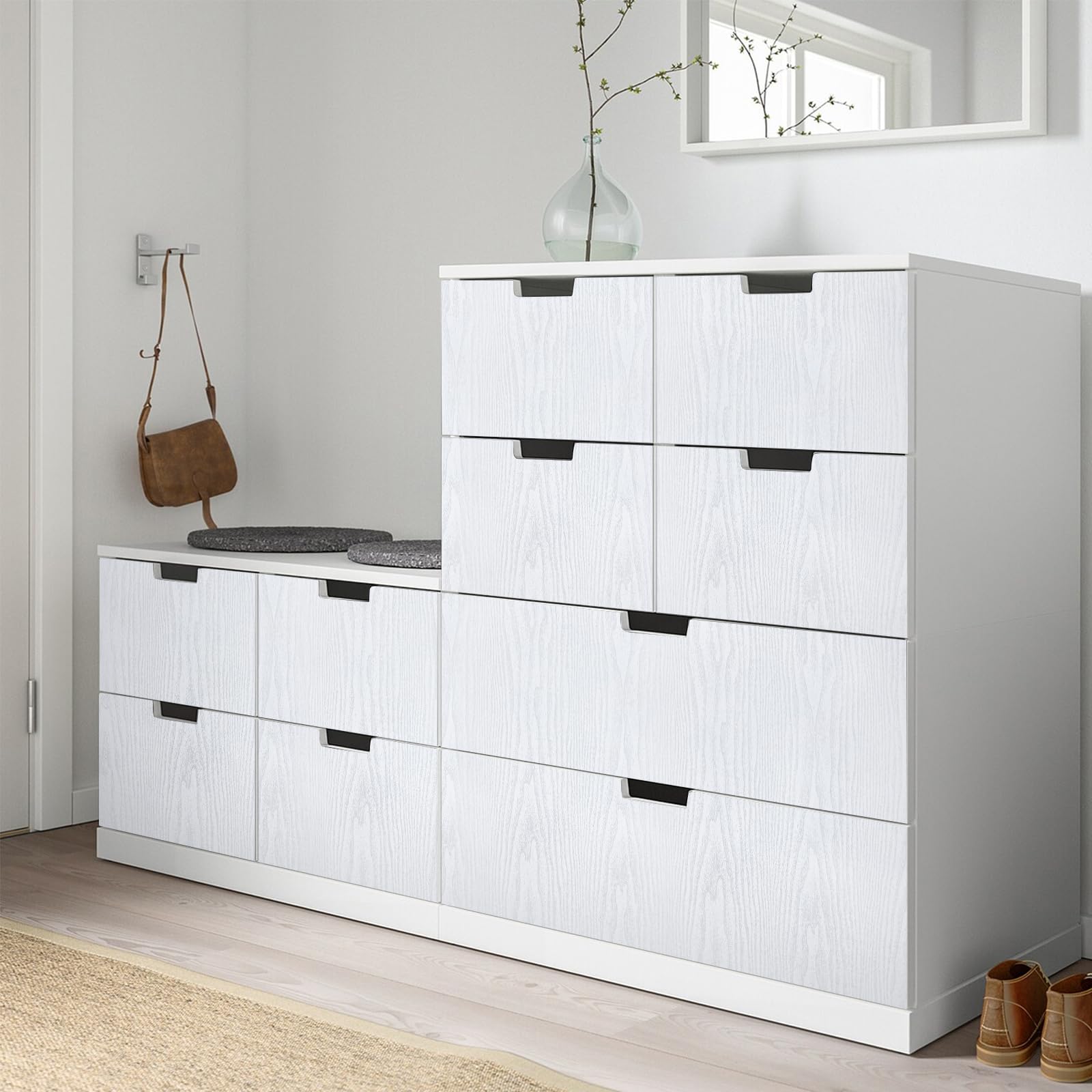 Hode Vinilo Adhesivo Muebles Madera Blanco, Decorativo Papel Adhesivo para Muebles Blanco Mate Efecto, Impermeable Vinilo Autoadhesivo Pared Cocina, Encimera, Puertas, Mesa(30X200cm)