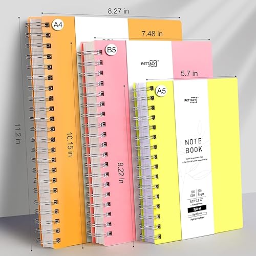 Miniatura 7 de RETTACY Cuaderno de espiral de 300 páginas, cuaderno pequeño A5 en espiral con papel de 5.7 x 8.22 pulgadas, 3.53 ozm, encuadernación de doble