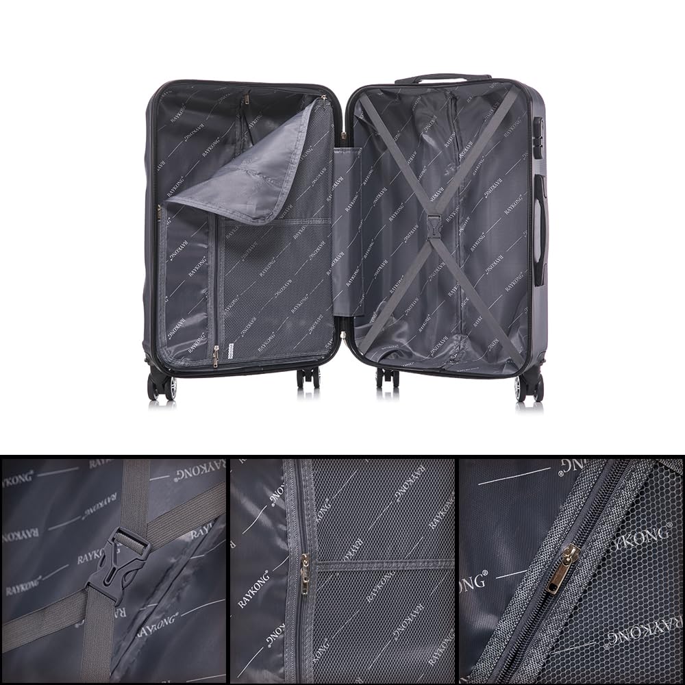 RAYKONG Juego de Maletas ABS Rígida 3 Piezas|Maleta Cabina 55cm|Maleta Mediana 68cm|Maleta Grande 78cm|Neceser 29cm|AzulMarino
