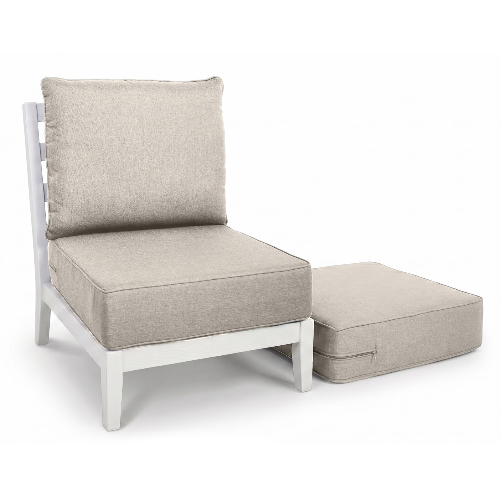 Outdoor Seat Cushion Set-24 x 24 x 6 Inch Outdoor Chair Cushions Set of 2 with Water Resistant &amp; Removable Cover Outdoor Cushions for Patio Furniture Chair Sofa Couch-Beige