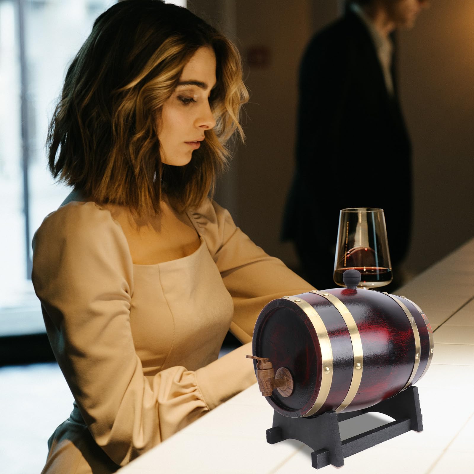 Sosoport Barril de Vino de 3 Litros en Madera de Pino Grifo
