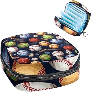 RODAILYCAY Tampons Holder for Purse, Portable Feminine Menstruation Pad Holder, Baseball Cute Sanitary Napkin Storage Bag for Women