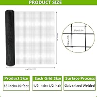 Vista 3 de Gdrasuya10 Rollo de malla de alambre de tela de hardware de 36 pulgadas x 50 pies, 1/2 pulgada, valla de conejo soldada galvanizada para animales