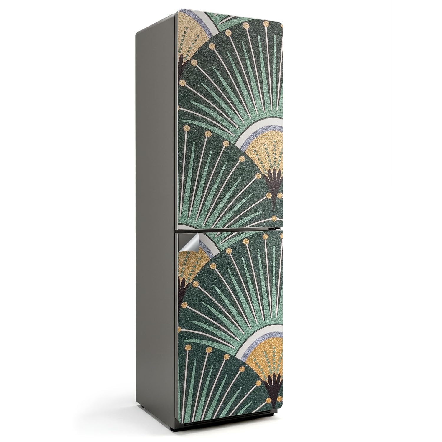 Décoration auto-adhésive frigo au motif éventails raffiné, vinyle durable