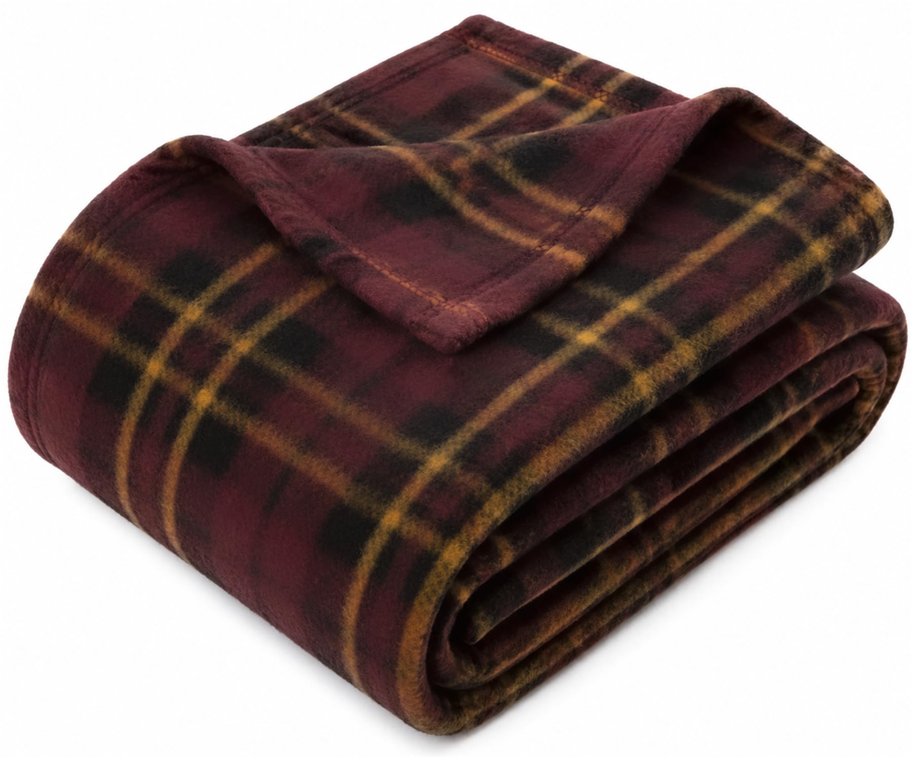 Adore Home 120x150cm Single Tartan Check Polar Fleece Throw Blanket Brown — image 1