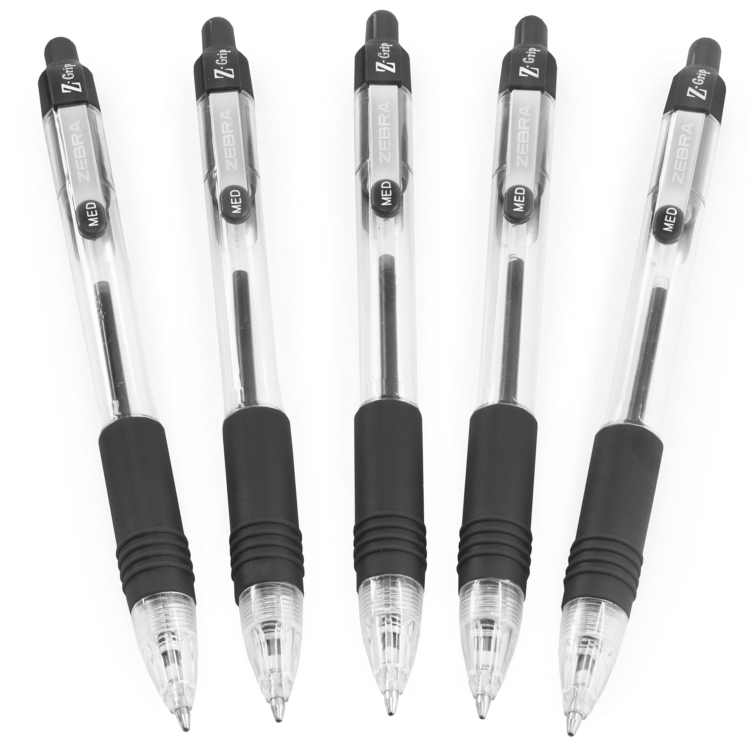 Zebra Z-Grip Retractable Ballpoint Pen - Black Ink - Pack of 5