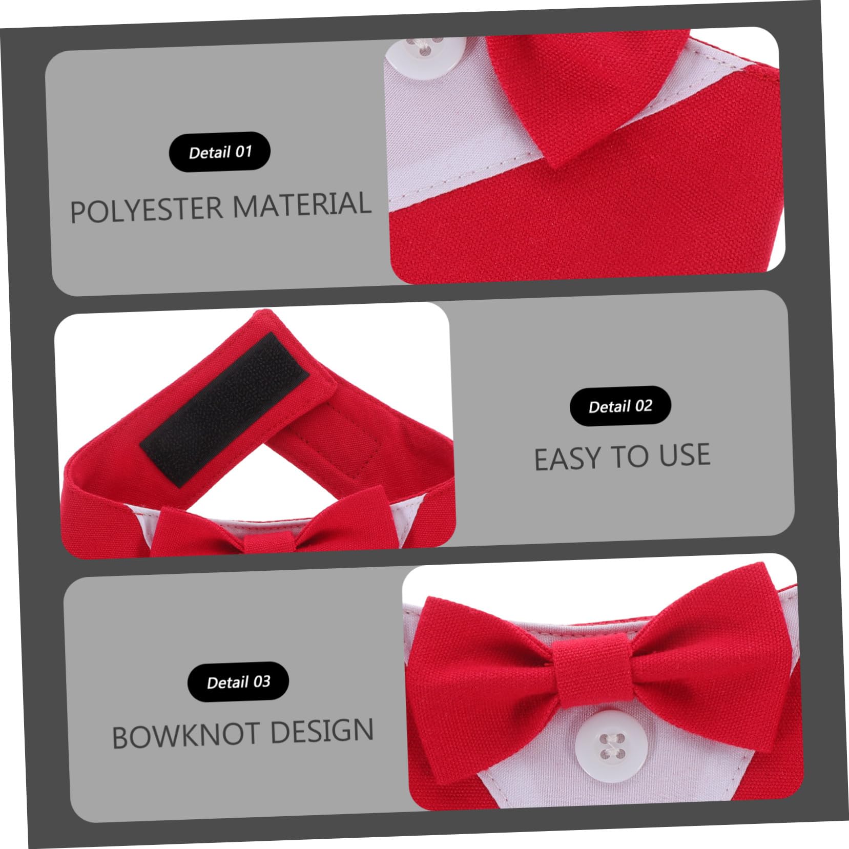 VICASKY 4 Pièces Bandana Chien Mariage avec Nœud Foulard Élégant pour Fête et Cosplay pour Chiot et Chat XS Rouge Accessoire Costume Cérémonie