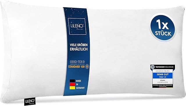 LILENO HOME Poduszka z mikrofibry 40 x 80 cm Deluxe (wypełnienie 650 g) [zestaw 1 sztuka] pranie w temperaturze do 95 stopni z zamkiem błyskawicznym  poduszka 40 x 80 cm jako wypełnienie do łóżka  dekoracyjna poduszka na