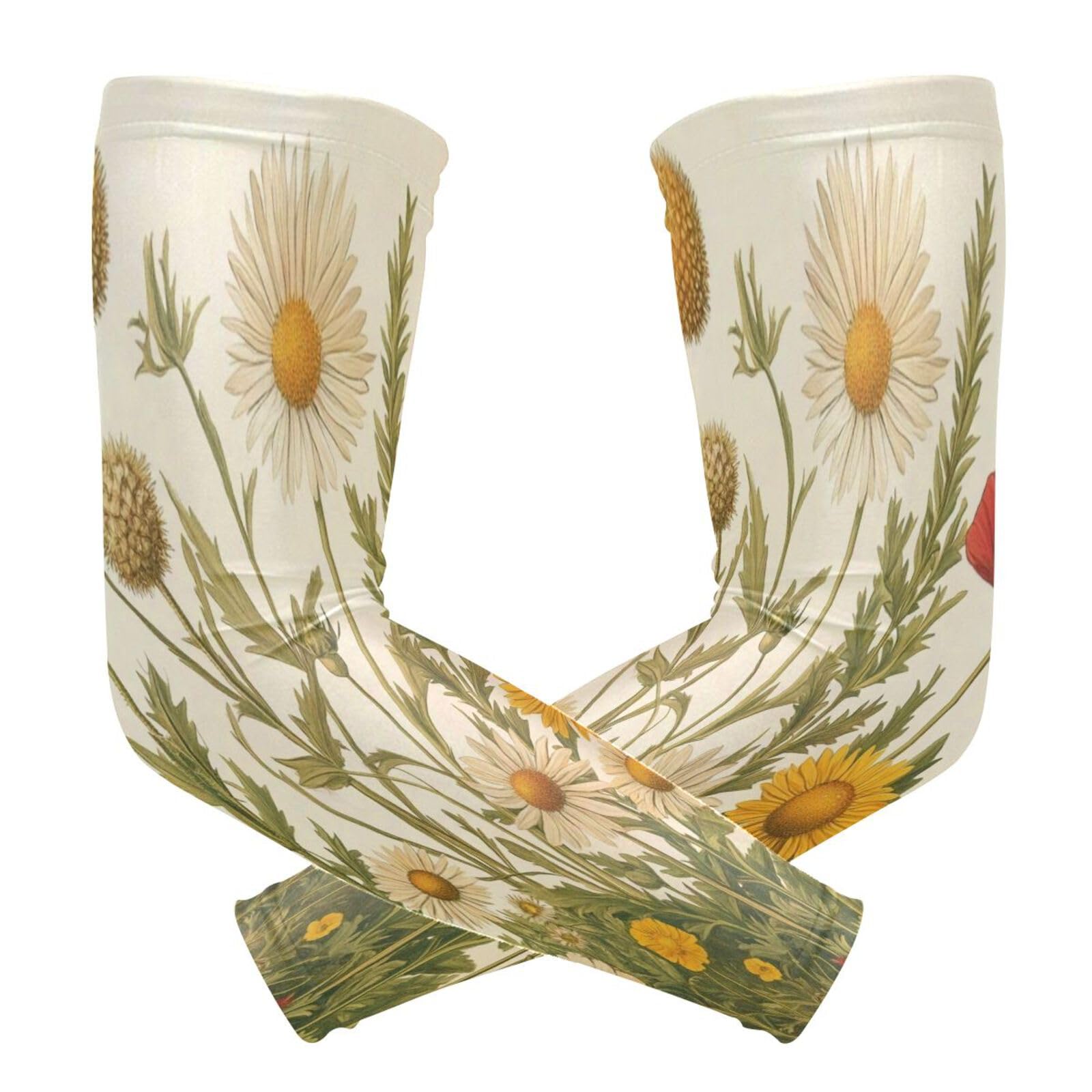 Kigai Wildflowers Poppy UV Sun Protection Arm Sleeves for Men Women Cooling Compression Sports Arm Sleeves Tattoo Cover Up