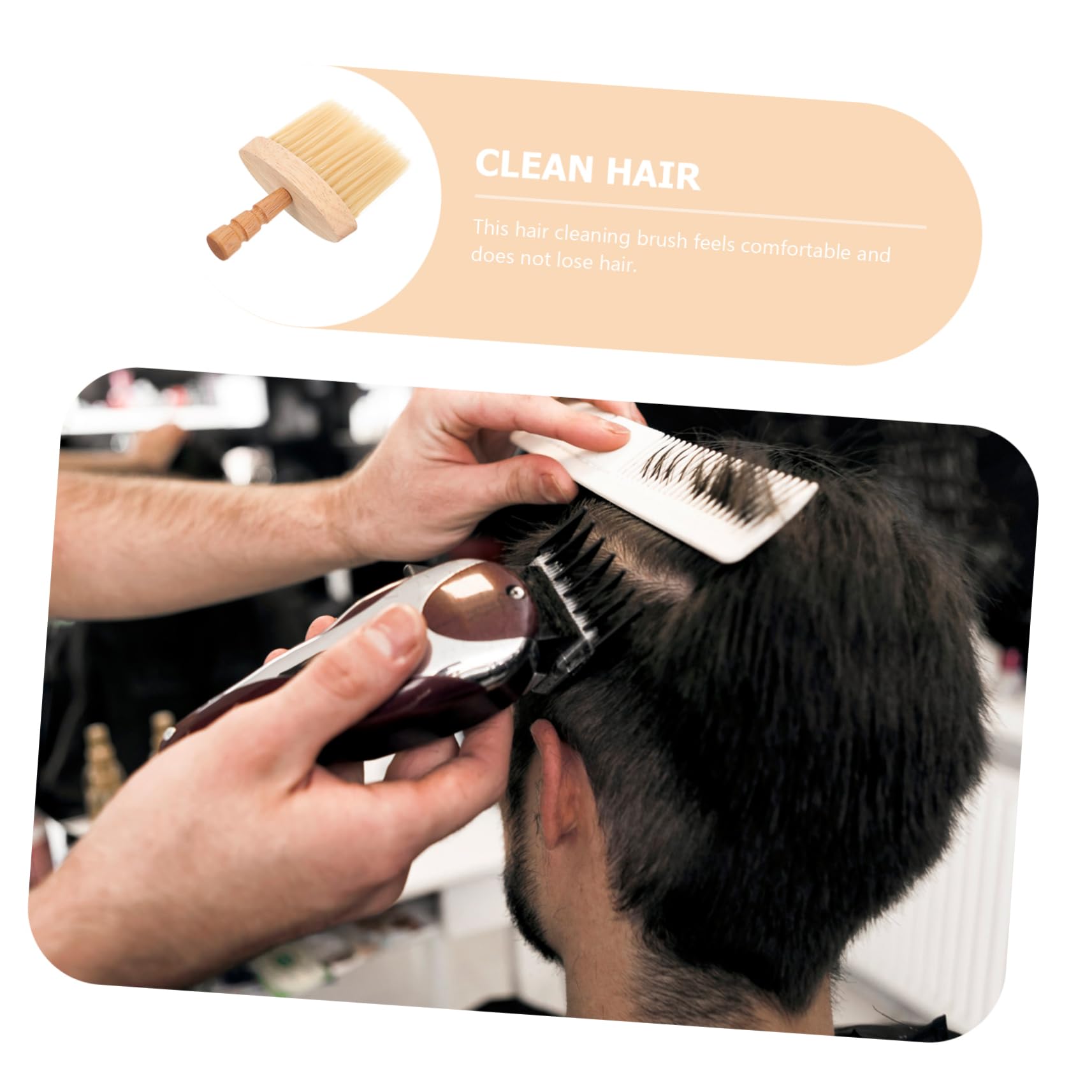 Beavorty Hair Duster for Barbers Barber Brush Soft Bristles Neck Sweep for Hair Salon Wooden Handle