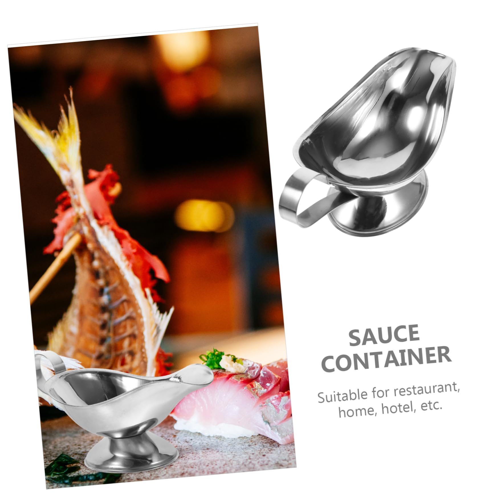 Cabilock Stain Steel Sauce Sauce Boat Sauce Cup Home Hotel Sauce Pot for Pouring 21x9.5x8cm