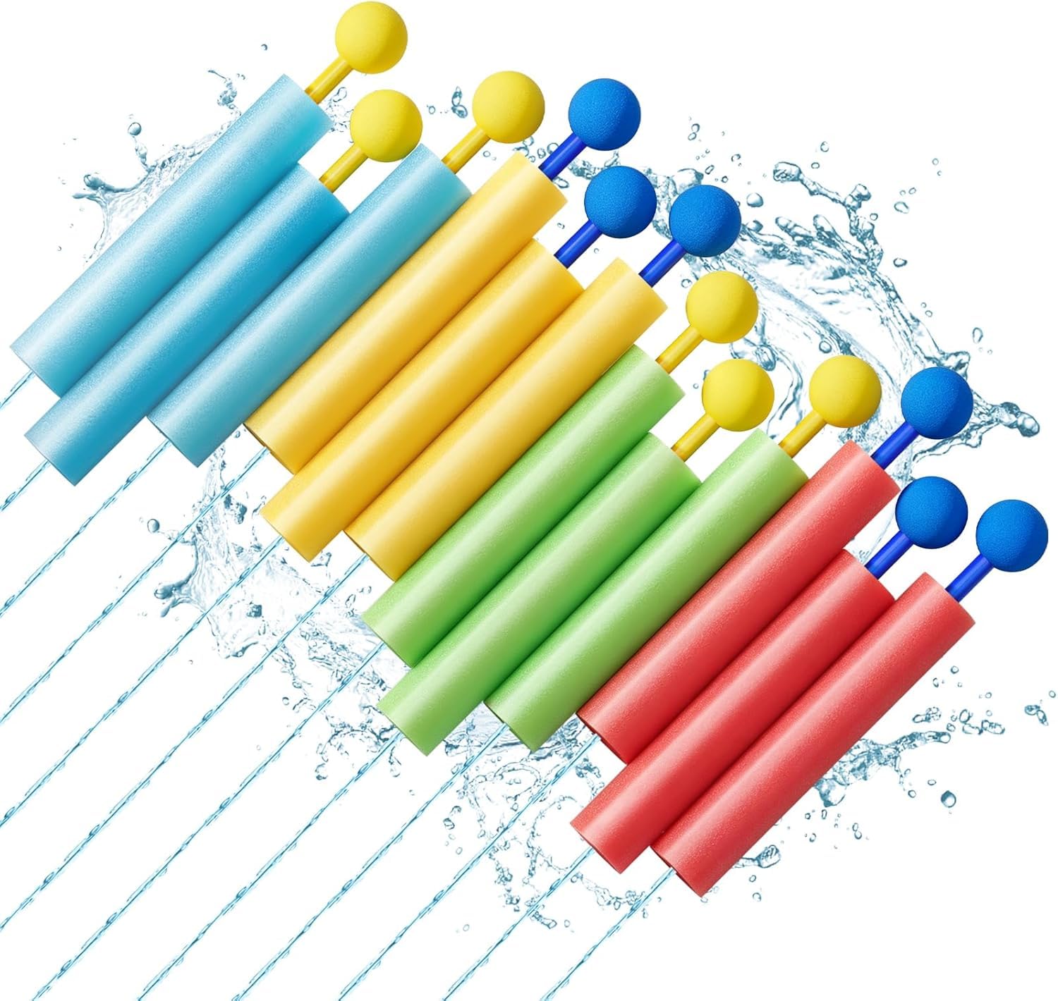 Lehoo Castle Pistola de Agua, Pack de 12 Pistola de Agua Espuma para Niños, Juguete de Agua para Piscina, Playa y Jardín, Juguete de Verano Exterior