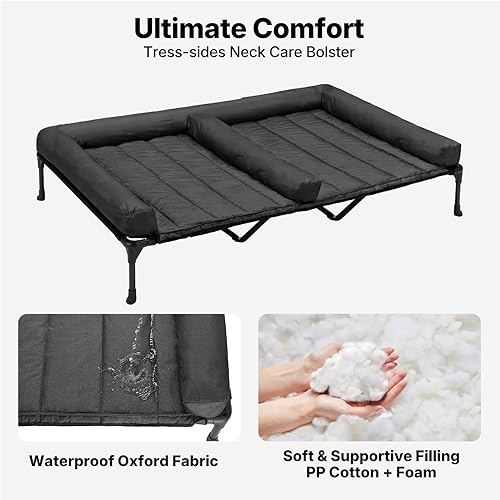 Miniatura 3 de Veehoo Camas elevadas refrescantes para perros + cojín doble impermeable para dos perros medianos, cuna elevada para mascotas con tapete de apoyo