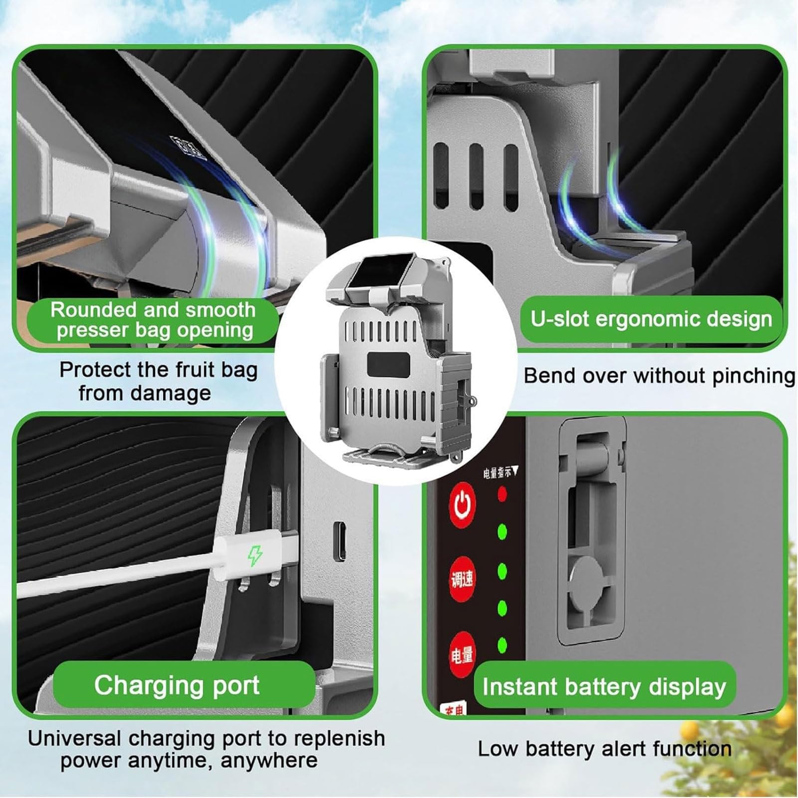 Máquina eléctrica de ensacado de frutas, herramienta ligera para huertos, soporte de embolsado automático, 15-20 bolsas/hora para cultivadores de frutas y entusiastas de la horticultura