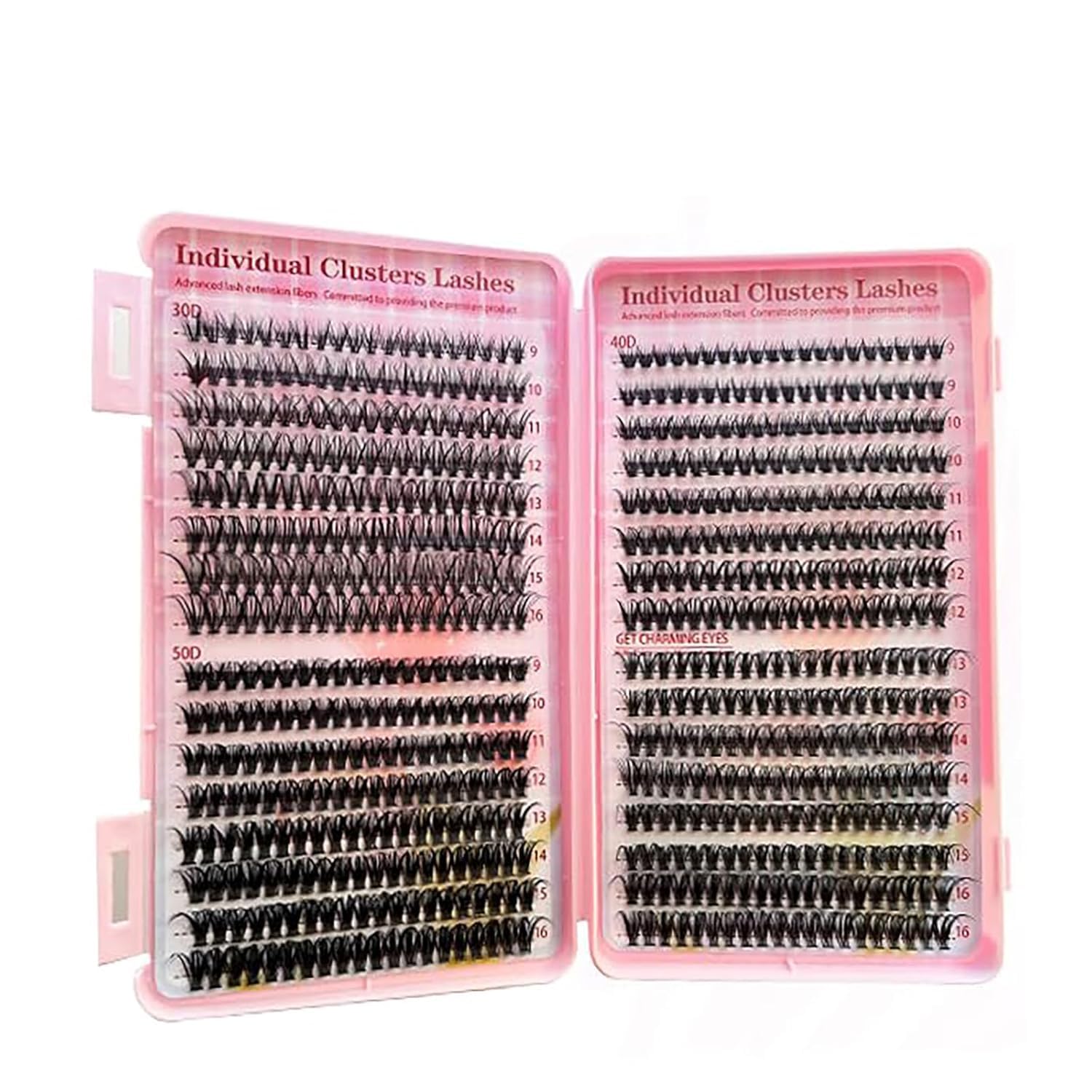 MozyVex 640pcs Mixed Lash Clusters Kit – Stunning 30D+40D+50D 9-16mm Length Individual Lashes Cluster Eyelash Kit Extension DIY Lash Extension D Curl Wispy False Eyelashes Clusters
