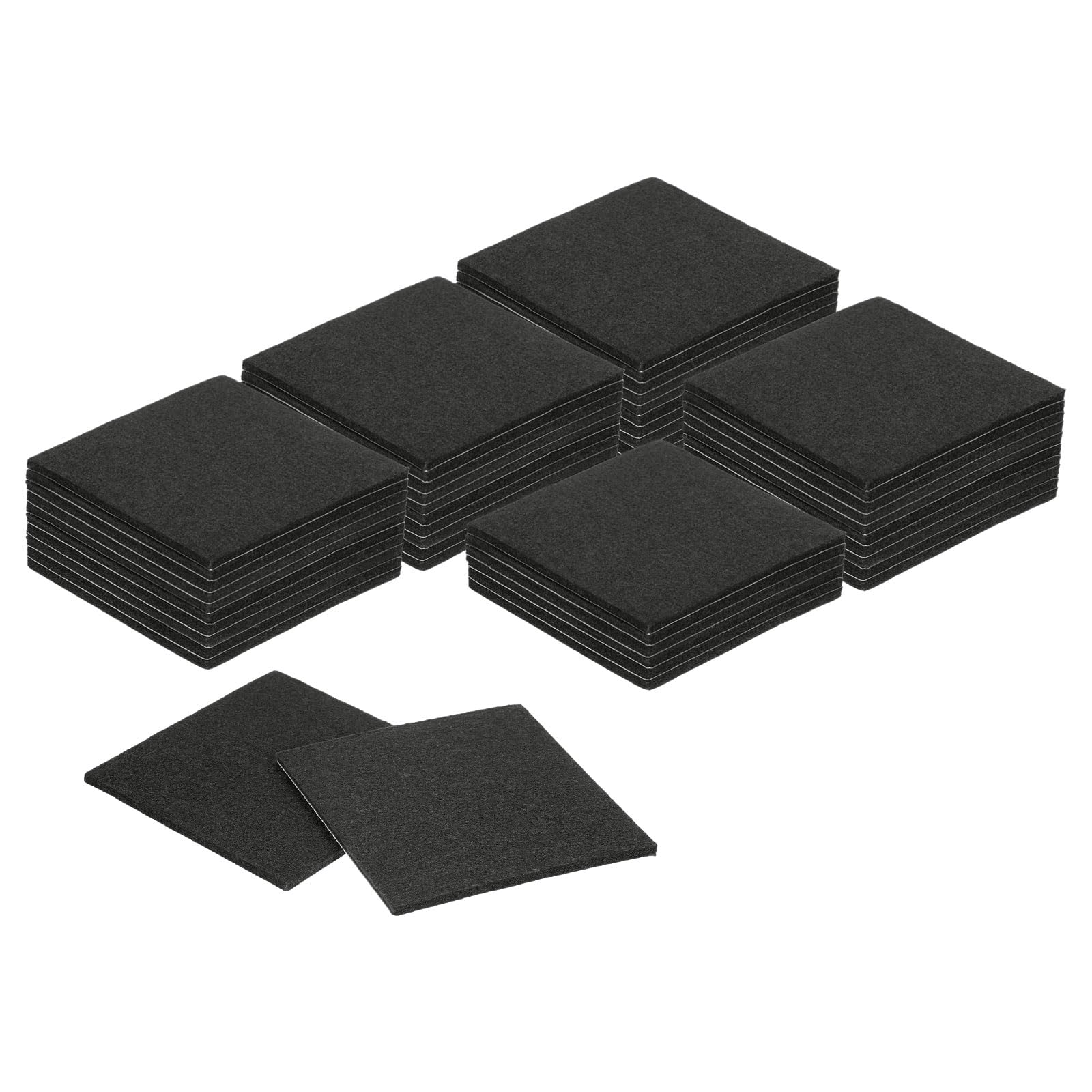 QUARKZMAN Almohadillas De Fieltro para Muebles 48Pcs 5.12" x 5.12" con Adhesivo Antideslizantes Protectoras De Patas De Silla para Proteger Pisos De Madera Negro