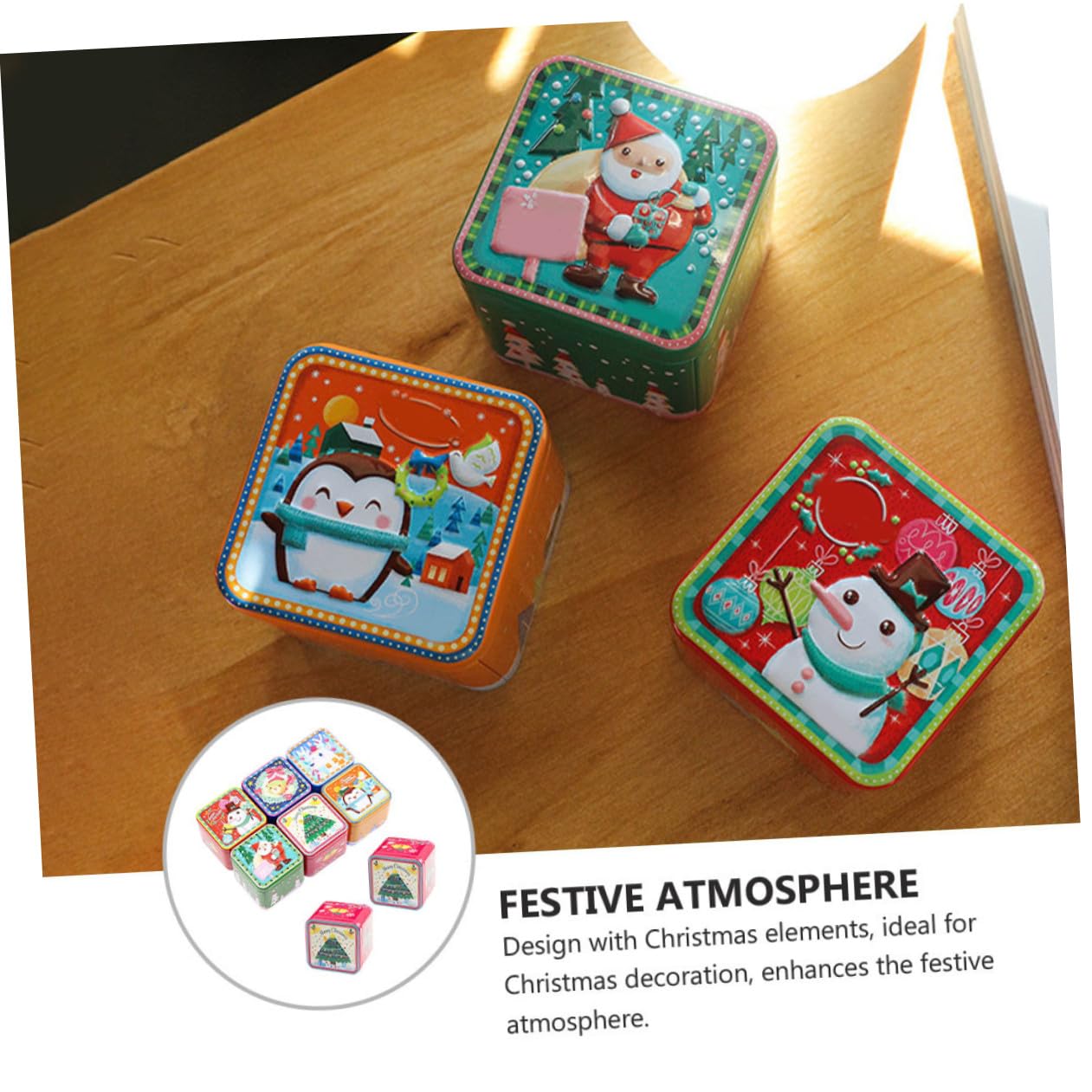 ORFOFE 8stücke Pack Weihnachts-bonboniere Aus Weißblech Weißblech-süßigkeiten-gläser Mit Weihnachtsmuster Für Bonbons Kekse Als Weihnachtsgeschenke-box