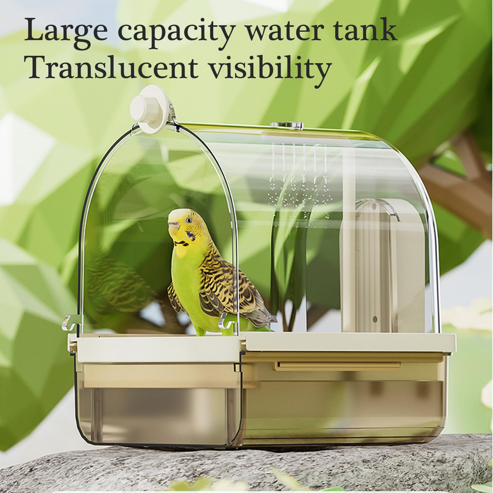 Baño colgante para pájaros con circulación de agua inteligente para ahorrar espacio, accesorio para ahorrar espacio