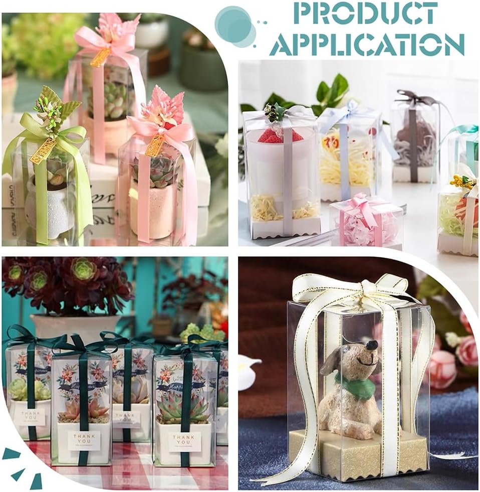 BENECREAT 15 Pcs Clear Gift Box, 3.5x3.5x4.7 inches Fold Transparent Favor Box, Treat Boxes for Family Gathering, Anniversary, Valentine's Day Gift Packaging, Wedding Party Supplies - Image 5