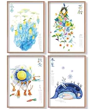 絵 壁かけ絵 新品【夏】【冬】　中古【春】【秋】 Amazon.co.jp: 中国掛け軸シルク掛け軸絵画掛け軸絵画、壁飾り