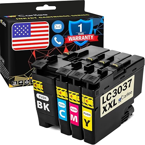 Cartlee 4 cartuchos de tinta compatibles de repuesto para Brother LC3037 XXL de alto rendimiento para Brother MFC-J5845DW XL MFC-J5945DW MFC-J6545DW