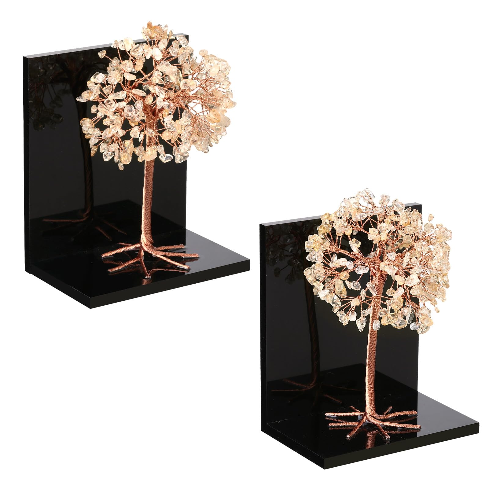 Serre-livres en cristal de citrine naturelle mookaitedecor pour étagère maison