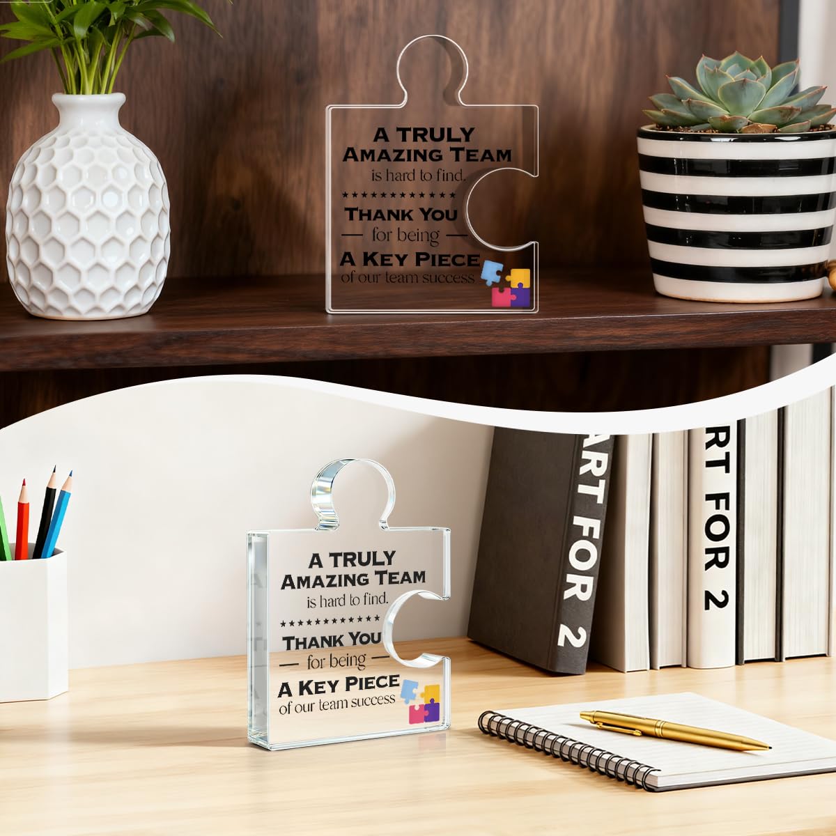 Team Thank You Appreciation Gifts for Coworkers Colleagues Employees, Teamwork Gift Best Teams Ever Gifts a Truly Amazing Team Is Hard to Find Acrylic Puzzle Piece Plaque Office Decor