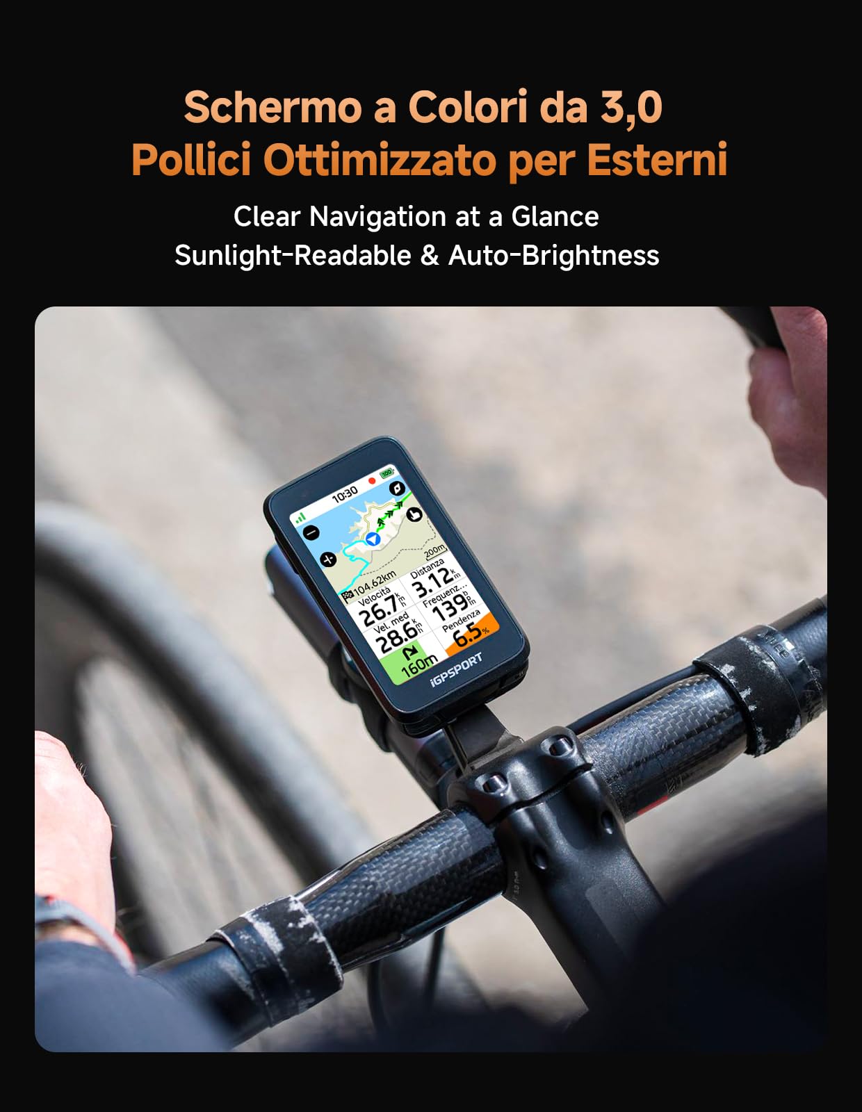 iGPSPORT BiNavi Air Ciclocomputer GPS,Previsione Delle Svolte di Sicurezza, Navigazione Cartografica, Display Touchscreen HD da 3 Pollici, iClimb 3.0, Autonomia Fino a 30 Ore,IPX7