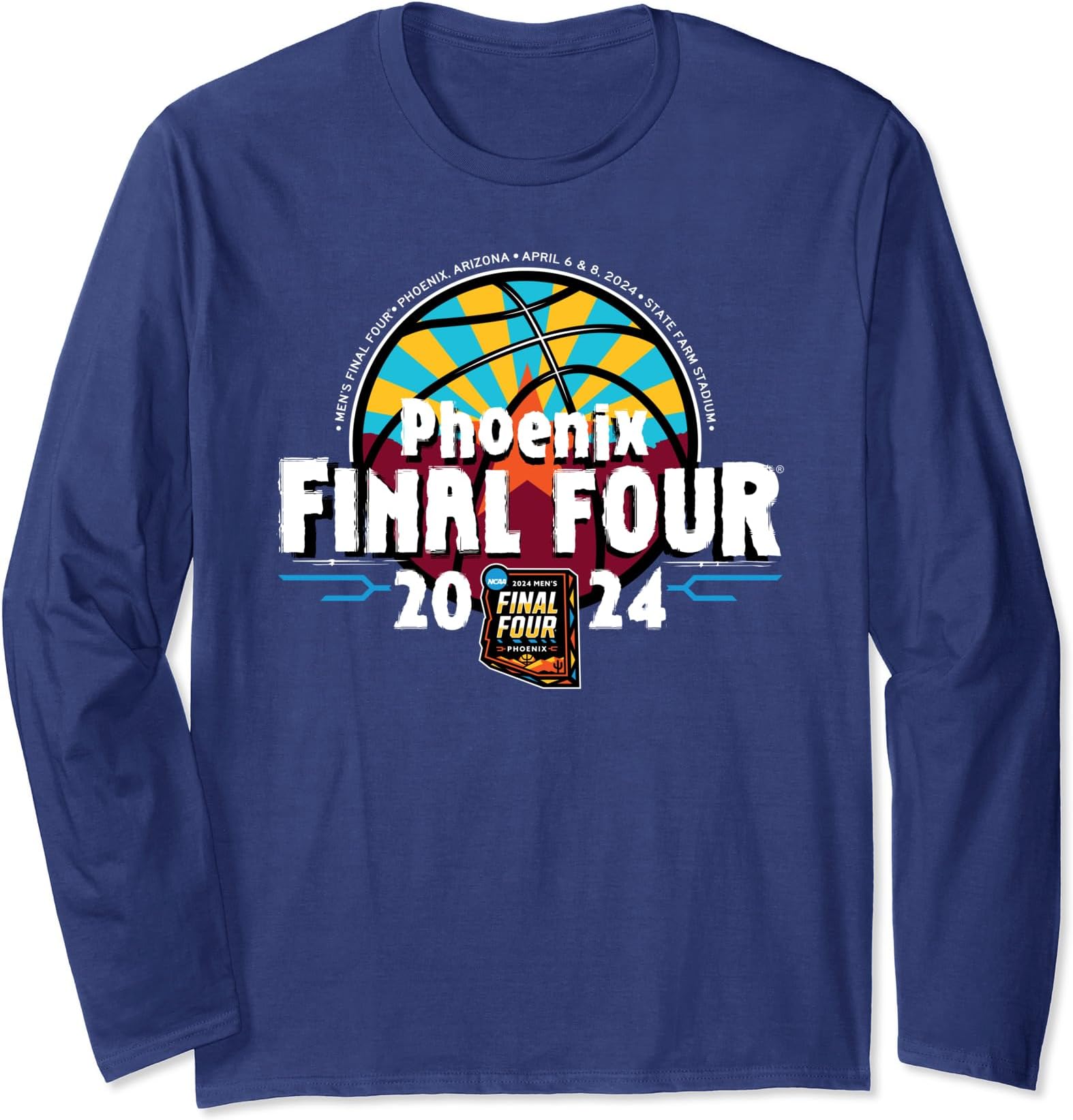NCAA Final Four 2024 Basketball Phoenix Officially Licensed Long Sleeve T-Shirt