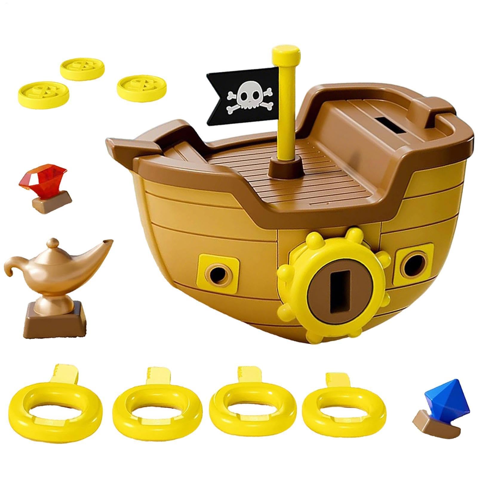 LearnLyrics Diving Toys Set – Pirate Ship Treasure Game, Key Coin Gem Underwater Play Kit, Interactive Swimming Activity Fun | Kids Water Entertainment for Bath Tub Beach Outdoor Summer Vacation