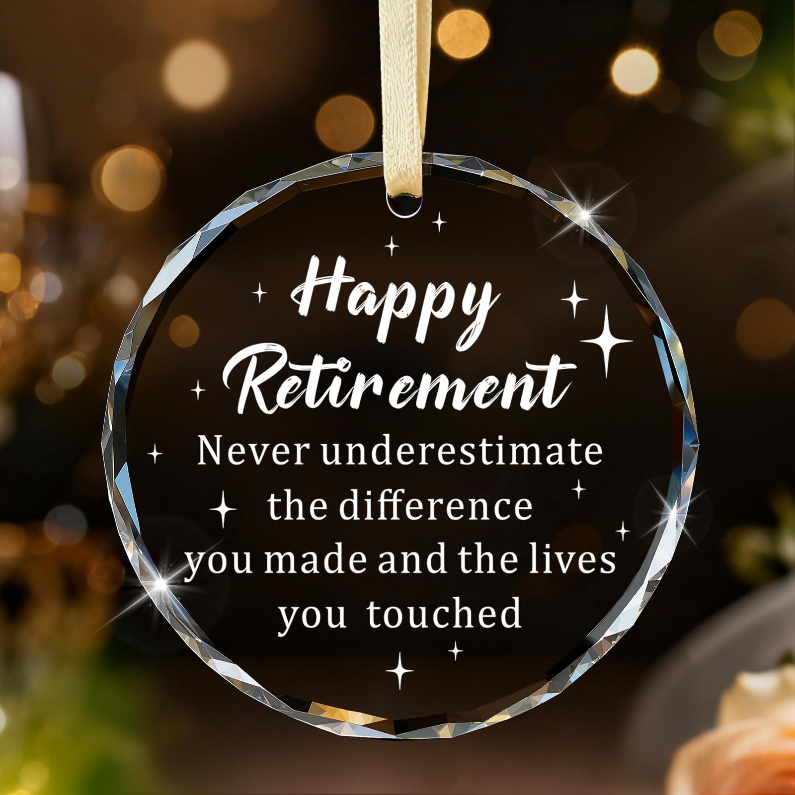 Emibele Retirement Gifts for Women Men, Crystal Glass Happy Retirement Decorations, Retired Gift for Coworker, Boss, Employee, Teacher, Never Underestimate The Difference You Made Crystal Ornament
