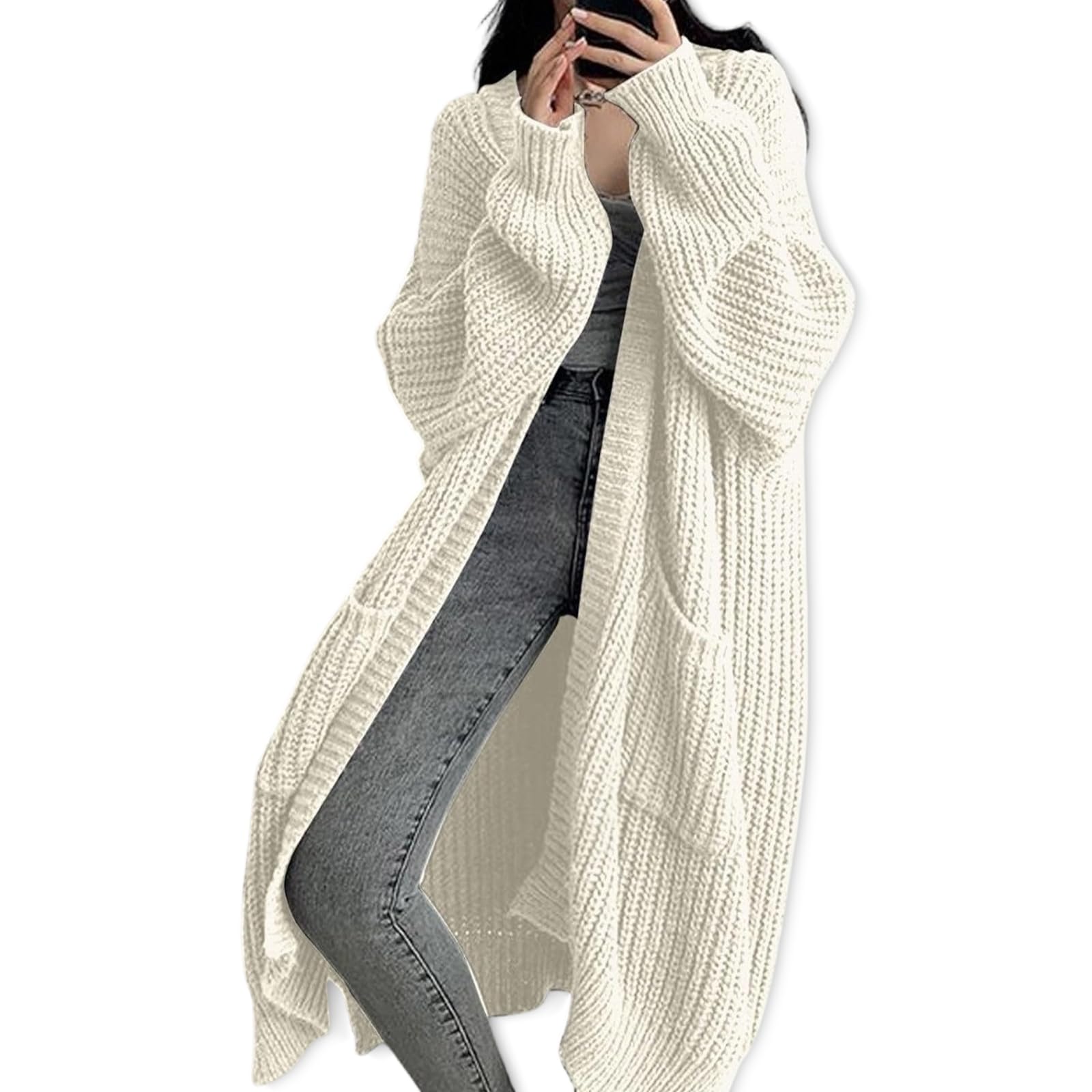 Duster Cardigans for Women Open Front Oversized Sweaters with Pocket for Women Fall Winter Knit Design Coats