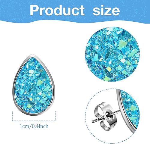 Miniatura 4 de Juego de 20 pares de aretes tipo dormilona de acero inoxidable, aretes perforados, joyería para mujer