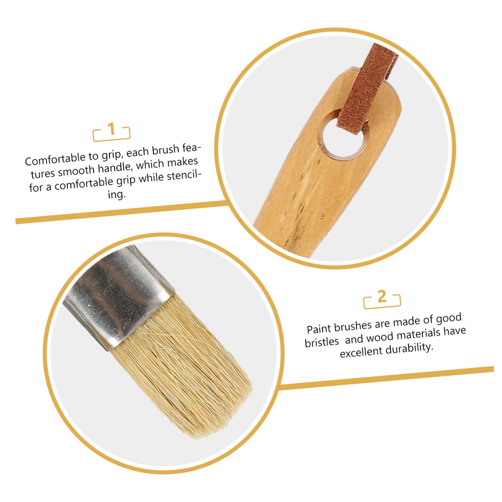 VILLCASE 3 Set Di Pennelli Per Pittura Con Setole Morbide E Manico in Legno Uso Quotidiano Pennelli Per Acquerelli Per La Casa 3 Pezzi*3