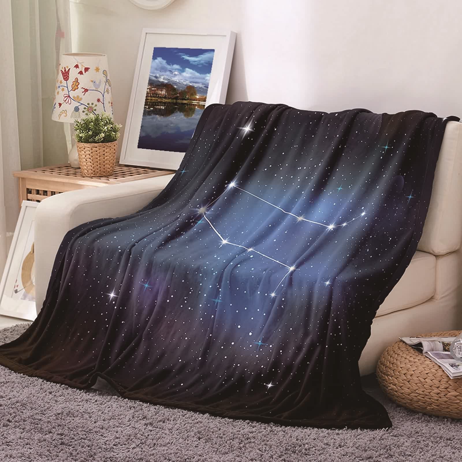 Couverture polaire chaude contre le froid plaid KnSam flannel ciel étoilé doux 80x120cm