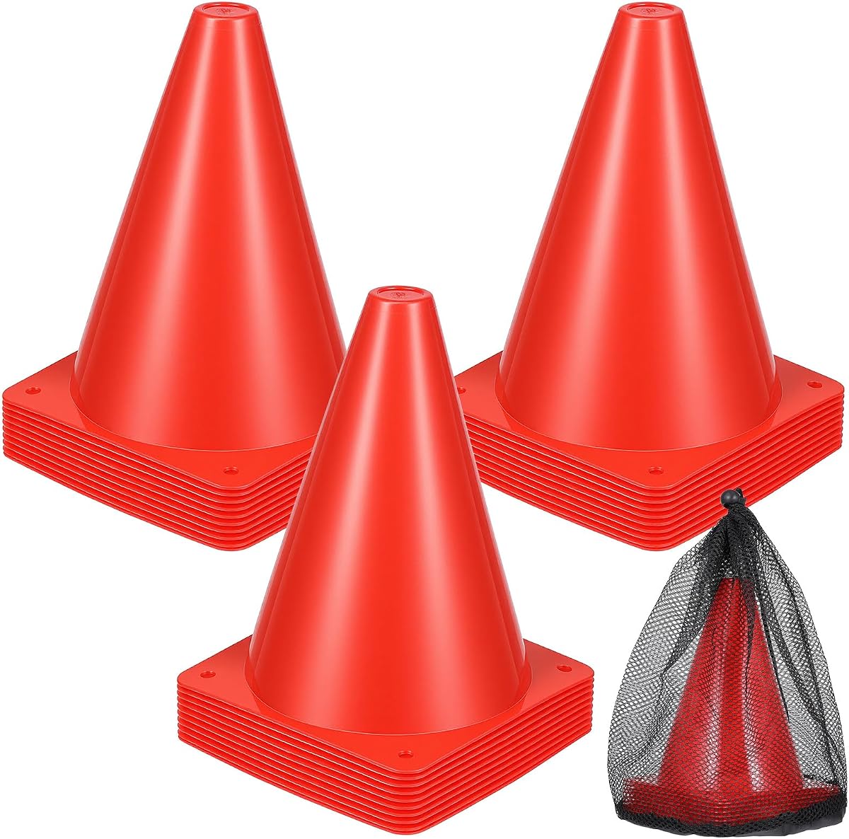 Pack de 30 Conos de Tráfico de Plástico de 7 Pulgadas Mini Conos Marcadores de Agilidad para Entrenamiento Deportivo para Fútbol, Patinaje, Fútbol, Baloncesto, Juegos de Interior y Exterior Equipo de Práctica Deportiva