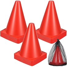 30 Pack 7 Inch Plastic Traffic Cones Sports Training Agility Marker Mini Cones for Soccer, Skating, Football, Basketball, Indoor and Outdoor Games Sports Practice Equipment