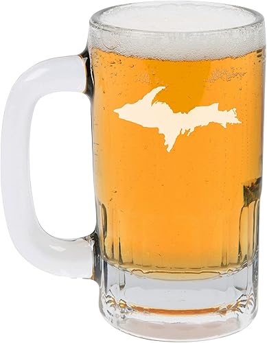 MIP Brand Taza de cerveza de 12oz Stein Glass Upper Peninsula Michigan