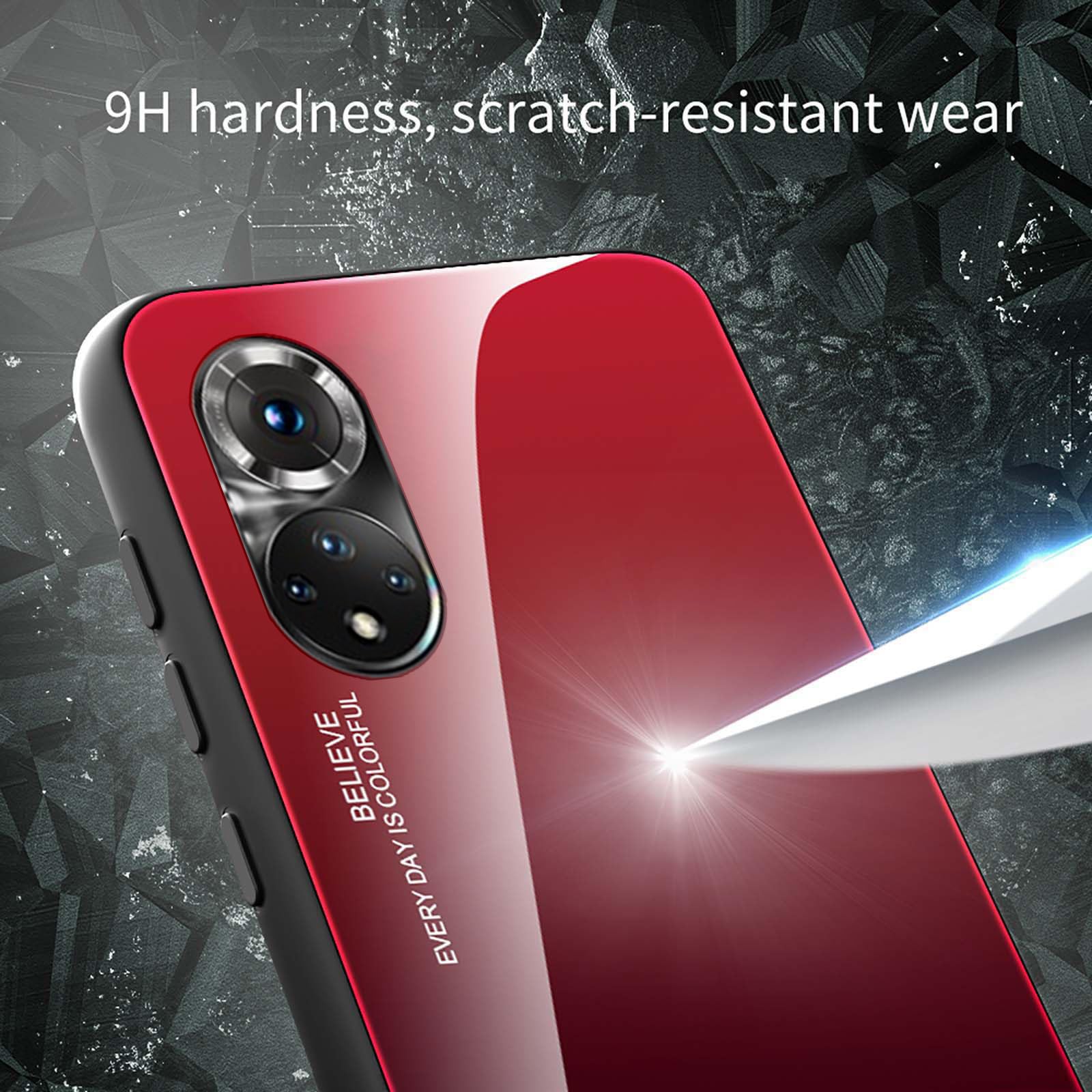 Cover WEIOU Per Huawei Honor 50 E Nova 9 – Custodia In Vetro Temperato 9H Con Bordo TPU, Effetto Sfumato - 5