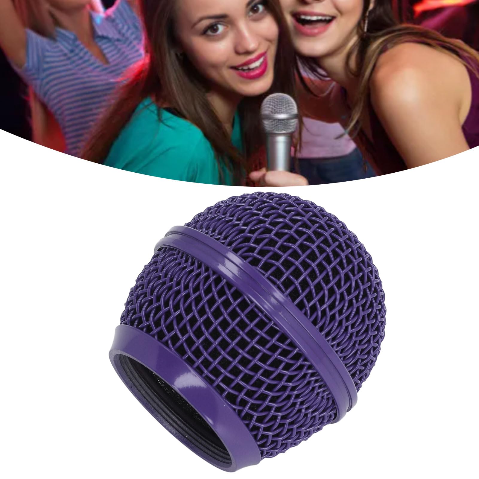 Replacement Microphone Grille, Stainless Steel Mesh Microphone Grille Head Noise Reduction Impact Resistant for SM58LC (Violet) - Image 4